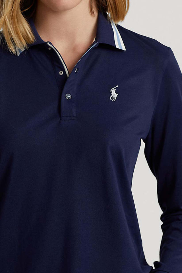 RLX Ralph Lauren Women's Tour Pique Long Sleeve Polo Shirt - French Navy