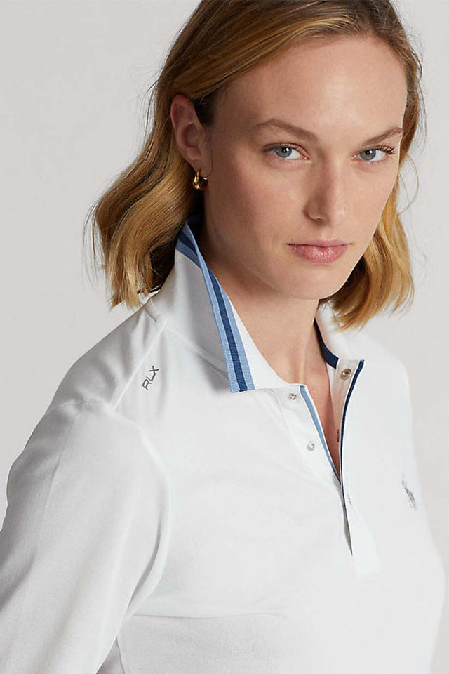 RLX Ralph Lauren Women's Tour Pique Long Sleeve Polo Shirt - Pure White